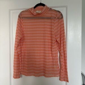 Anthropologie Peach & Coral Knit Long-Sleeve Top